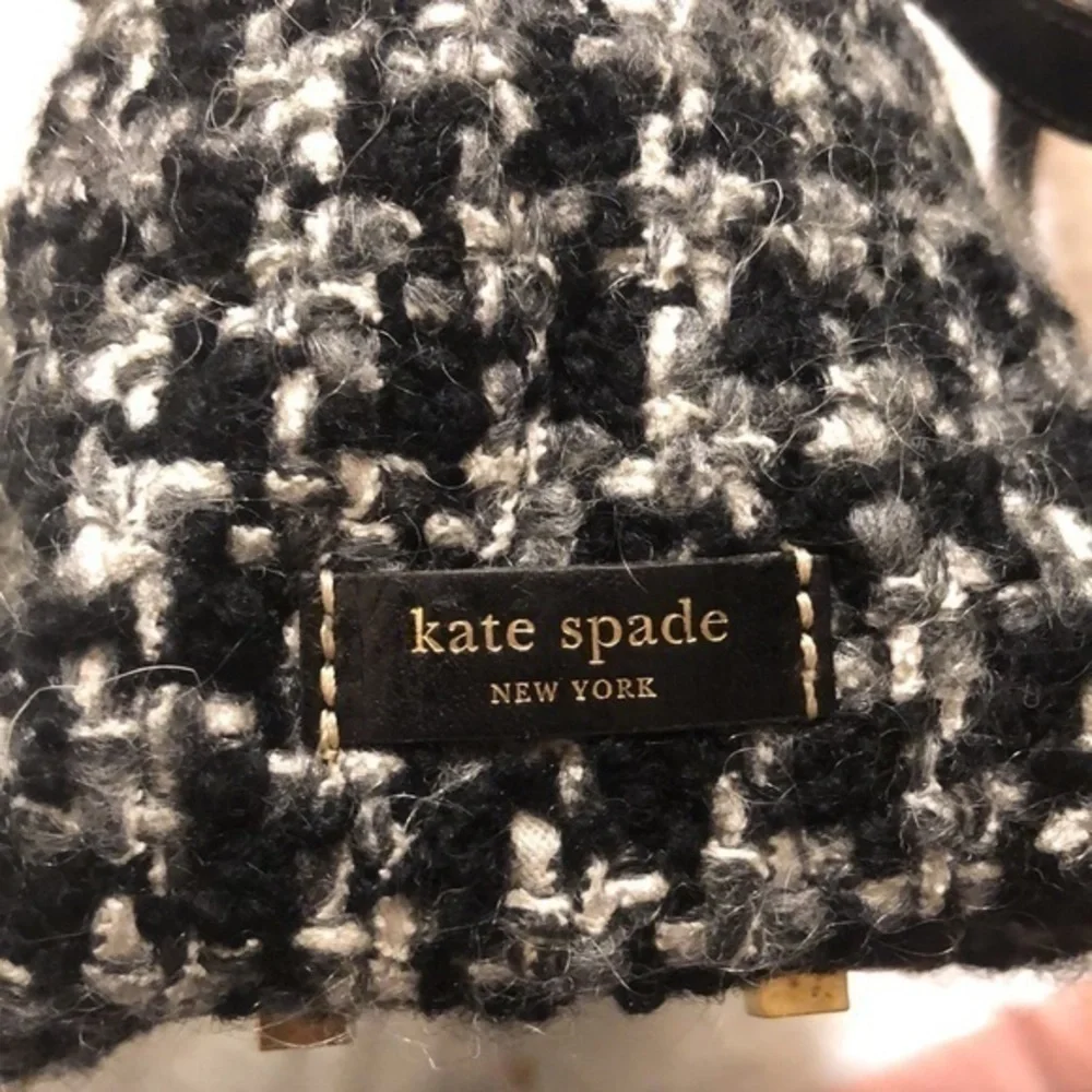 Kate spade black gray and white wool bag made in Italy